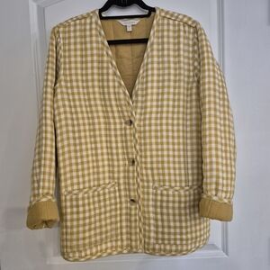 New Womens M Garnet Hill Organic Cotton Quilted Gauze Jacket Mustard